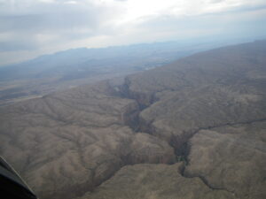 Aerial Santa Elena Canyon and Chisos Mountains
